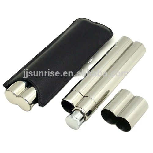 hot sale custom twin tube Stainless Steel Cigar Tube flask