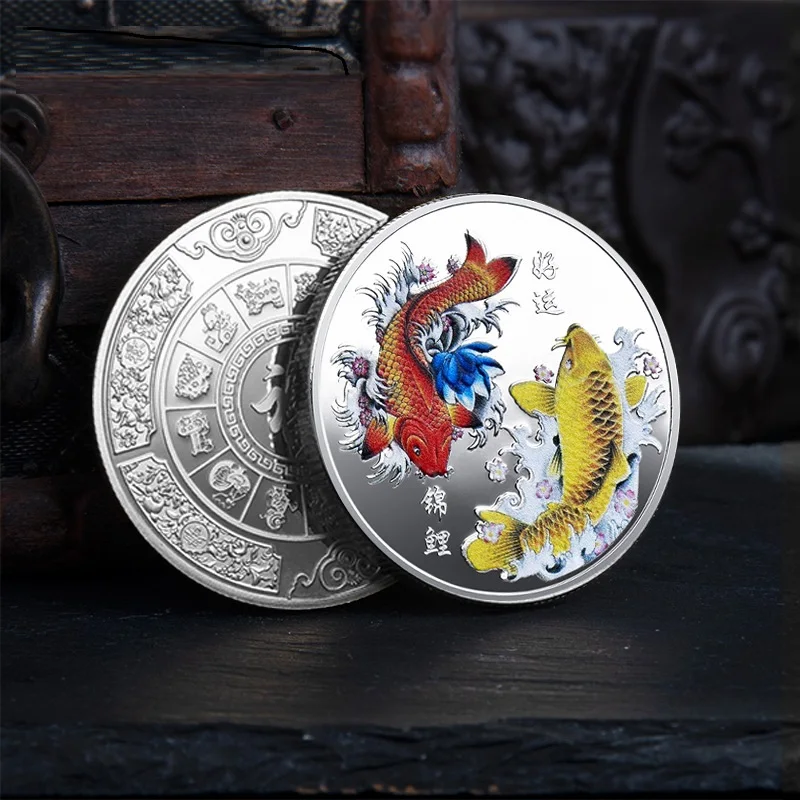 Free Design Gold Silver Enamel Challenge Coin Die Stamped Zinc Alloy 2D 3D Metal koi Custom challenge Coins Collections