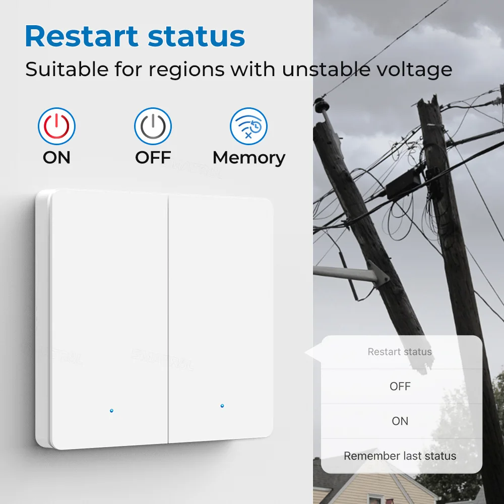 Tuya Wireless Zigbee No Capacitor Required Timing Fuctiong Smart Wall Push Button Switch For Light