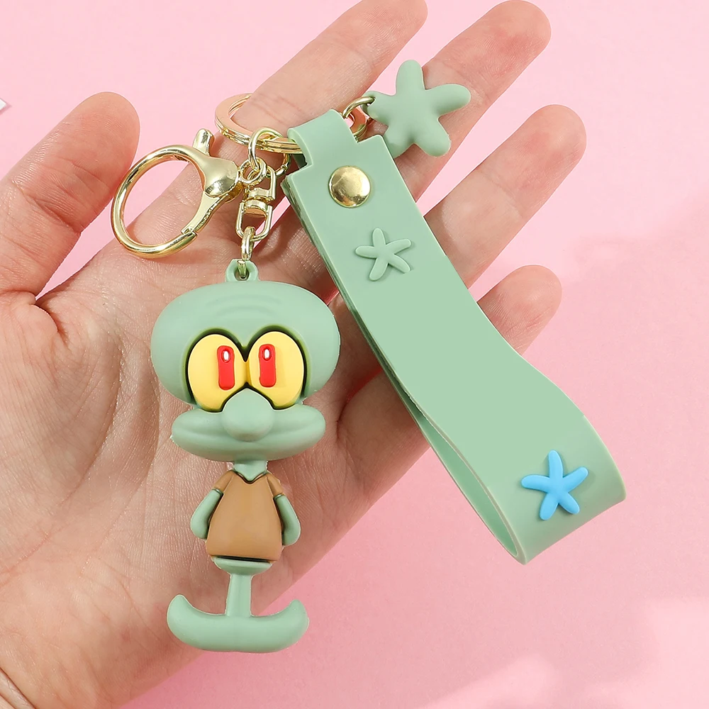 LC051/LC052 Keyrings Popular Cartoon Anime Keychains Patrick Star Eugene H. Krabs Sandy Cheeks Gary Key Rings Decoration Gift