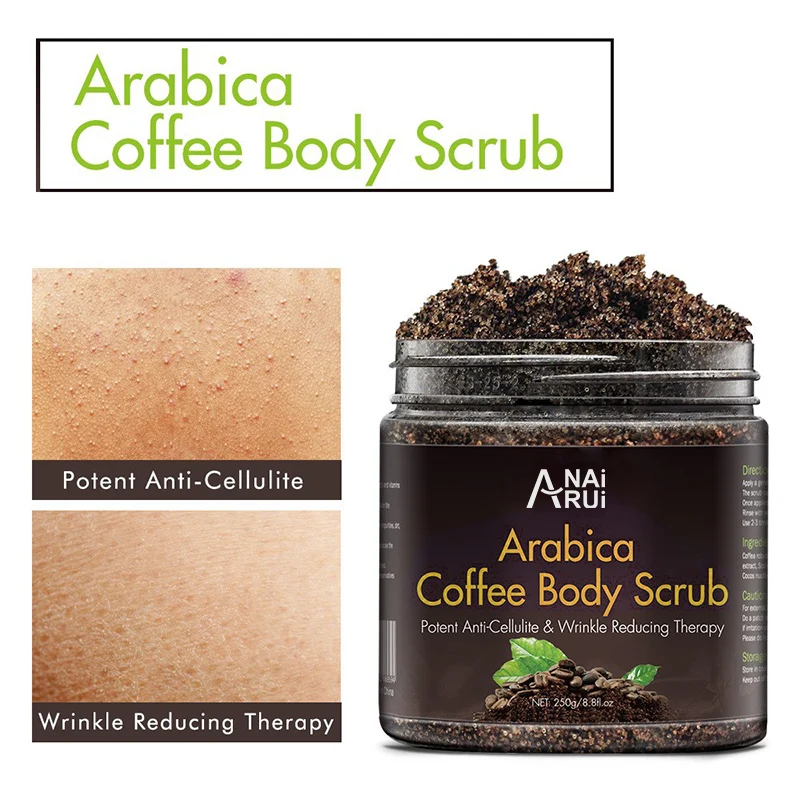 100% Natural Arabica Exfoliating Coffee Body Scrub with Organic Coffee, Coconut and Shea Butter -  Acne Face Scrub