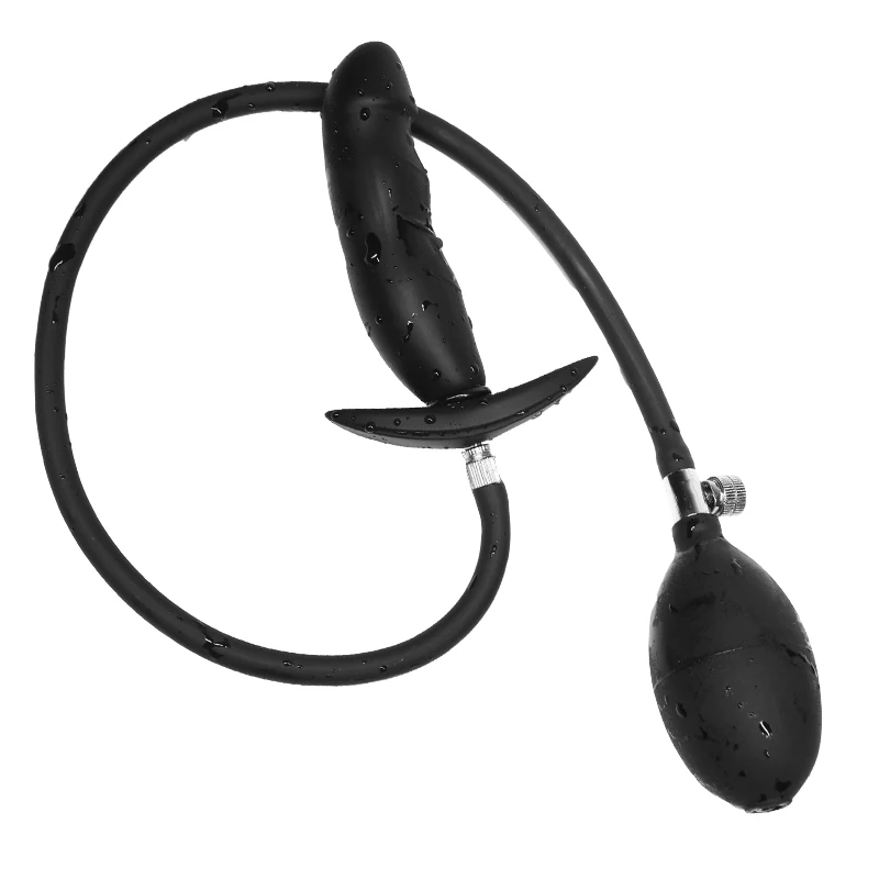 Adult Silicone Anal Dildo Butt Plug Toys Black Inflatable Big Anus Stimulator for Men and Women Sex Product