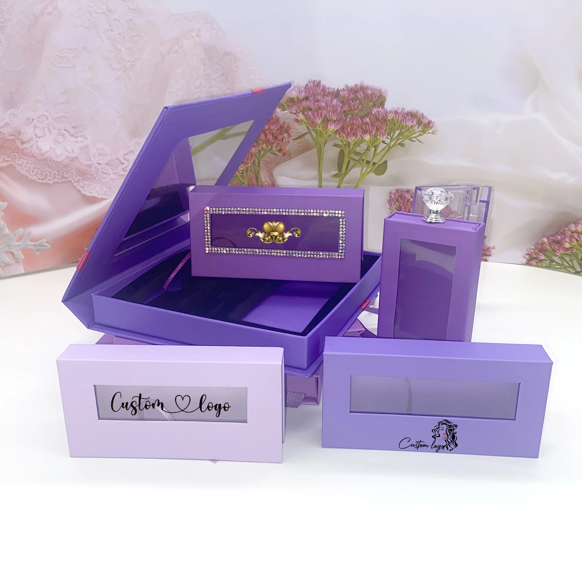 Own brand Customized Logo lashes box laser holographic eyelash box 3D multi-color lash packing box