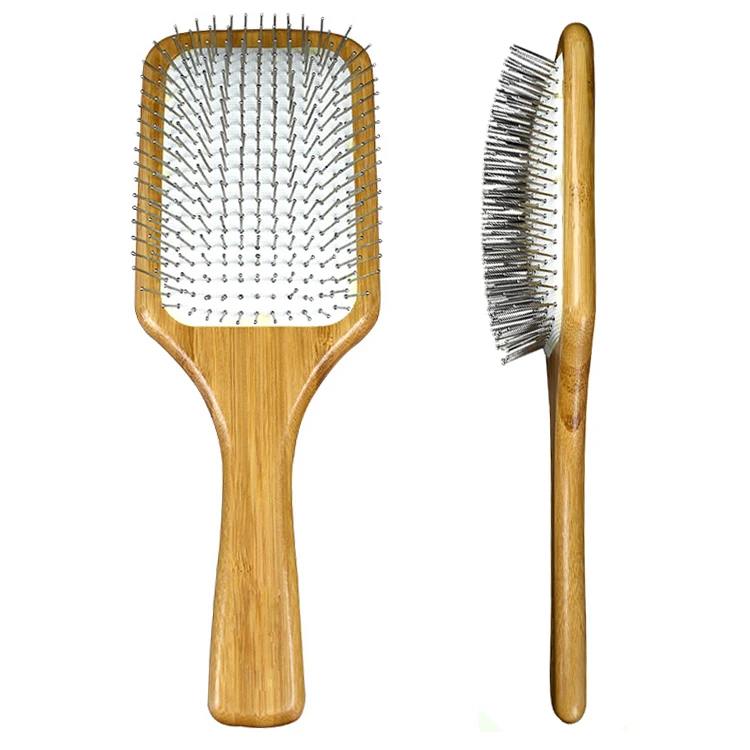Manufacturers directly supply scalp massage paddle exhaust air cushion steel bristle natural bamboo hair brush