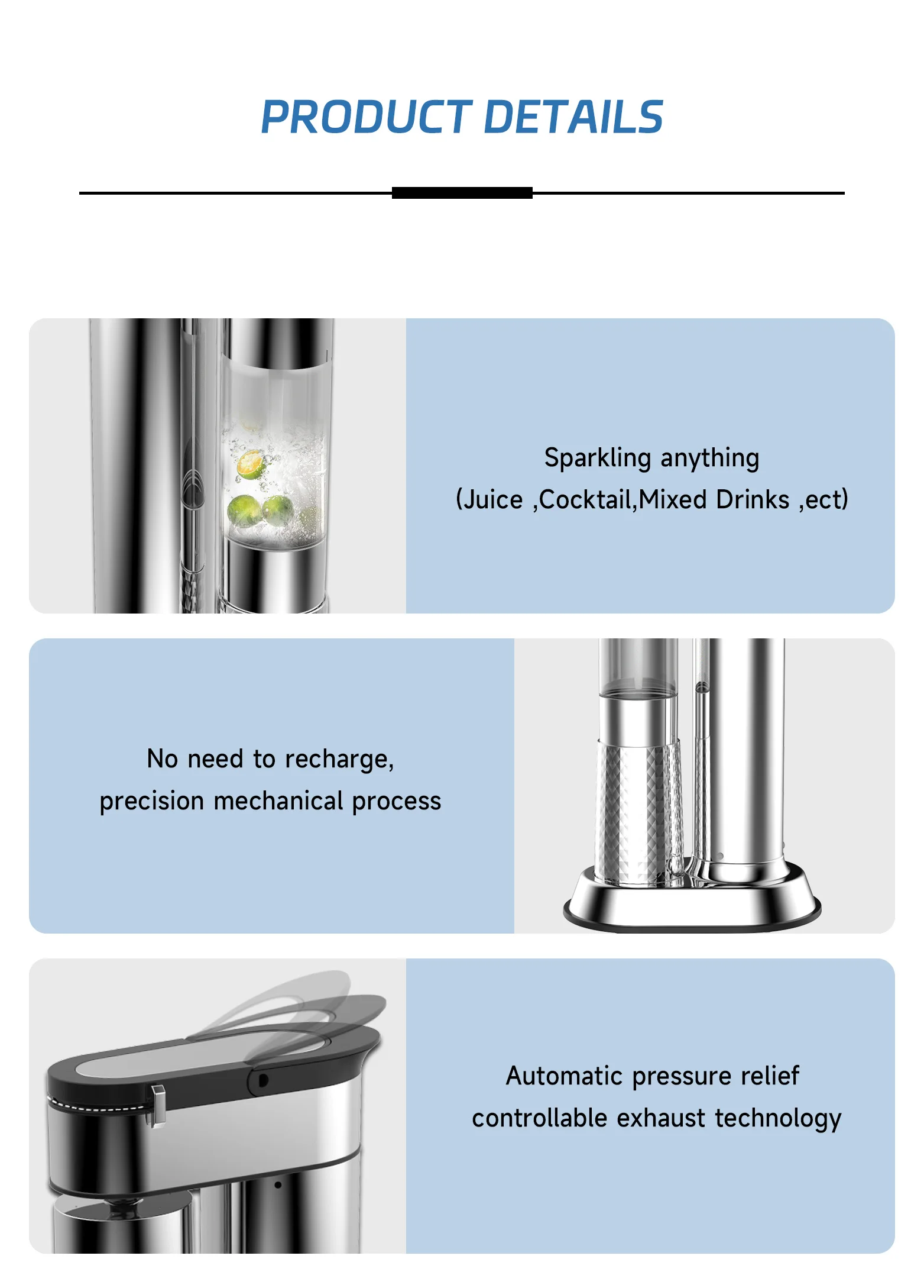 2024High End Stainless Steel Soda Maker Metal Body Sparkling Anything Fashion Carbonated Water Machine Making DIY Beverage Maker