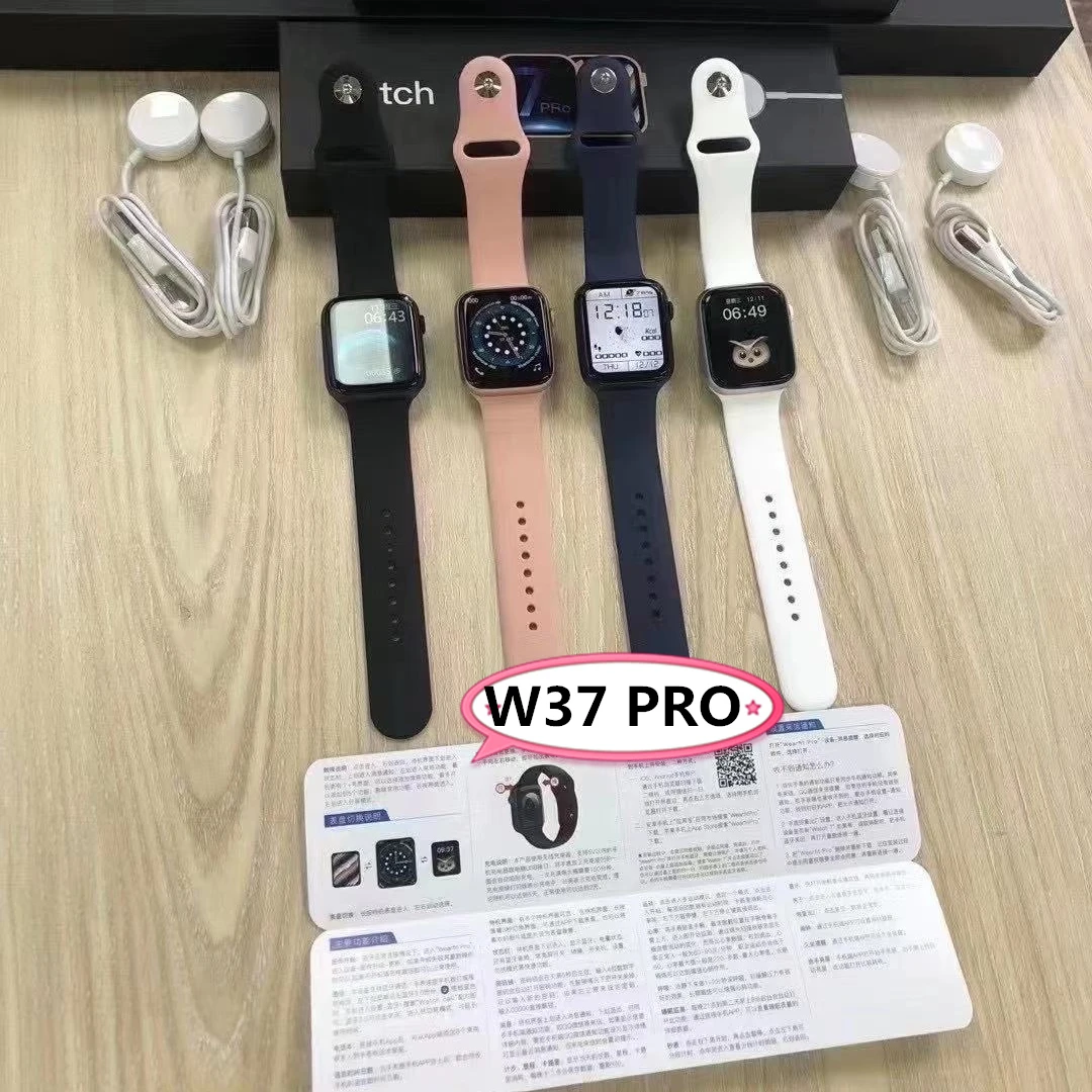W37pro Smart Watch Heart Rate Dual Button  Series 7 Smart Watch Reloj Full Touch Screen t500 W26 IP68 Waterproof Smart Watch 7