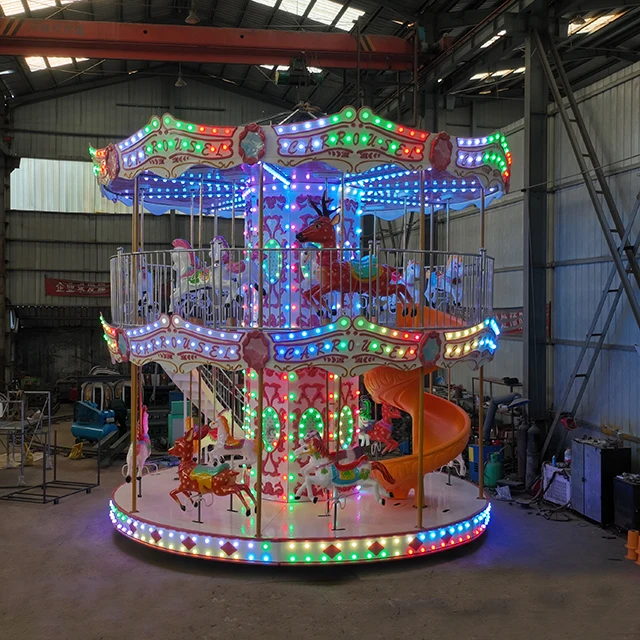 New-designed Luxury Double Deck Amusement Park Carnival Equipment Kids and Adults Fun Fair Ride Merry Go Round Carousel for Sale