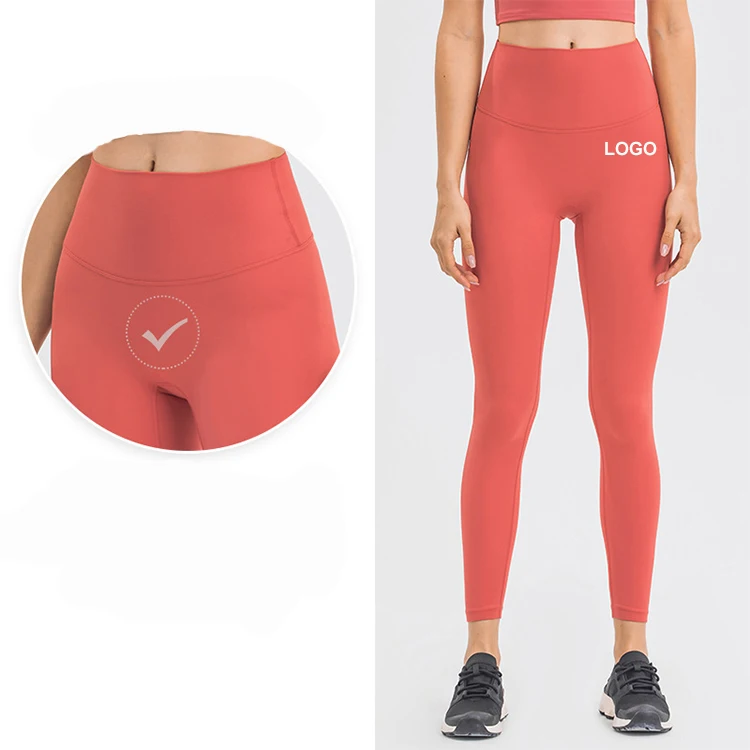 Lulu Wholesale Active Wear Bright Color No Front Seam Yoga Pants Lemon Align Leggings Women Fitness & Yoga Wear Brushed Pants