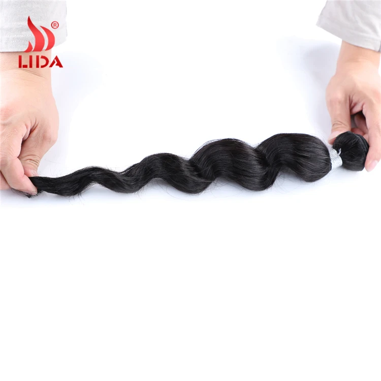 
Lida loose wave brazilian human hair extensions natural color middle ratio non-remy grade weaves bundles 