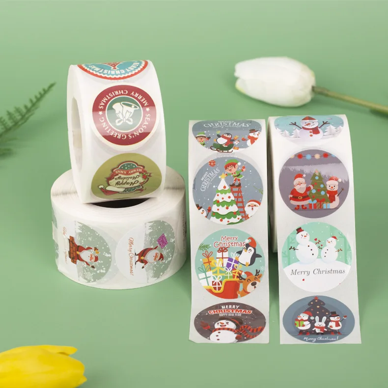Adhesive Snowman Sitting with Christmas Tree Sticker for Candle Craft Photo Frame Minimum Order 500pcs PET Material
