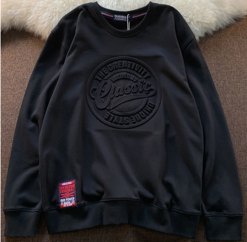 OEM sweatshirt 3D embossed hoodie crewneck 3D embossing hoodie wholesale Custom casual campus clothing customized logo
