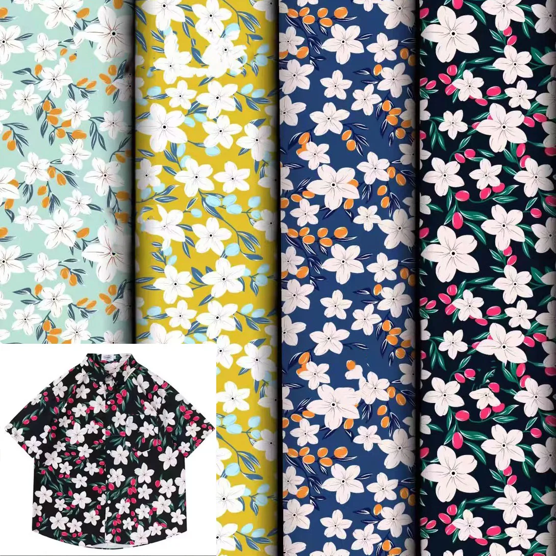 AIXIU 45s soft challis rayon fabric viscose plain fabric rayon floral printed105gsm 100% rayon fabric for dresses