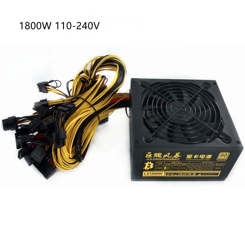 Блок питания ATX 110-240 в 1800 Вт поддержка графической карты 6 8 GPU
