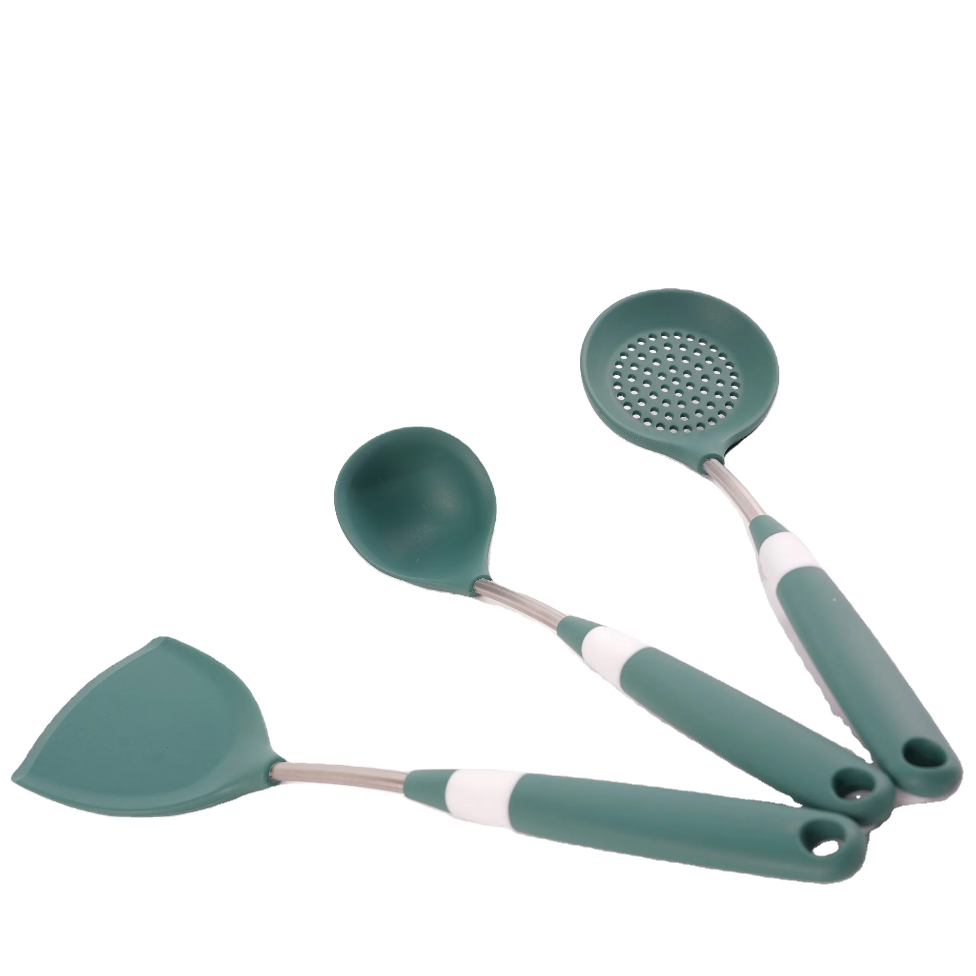 3 Pieces In 1 Set Kitchen Gadgets Tools Stand Kitchenware Spatula Silicone Cooking Utensils Set