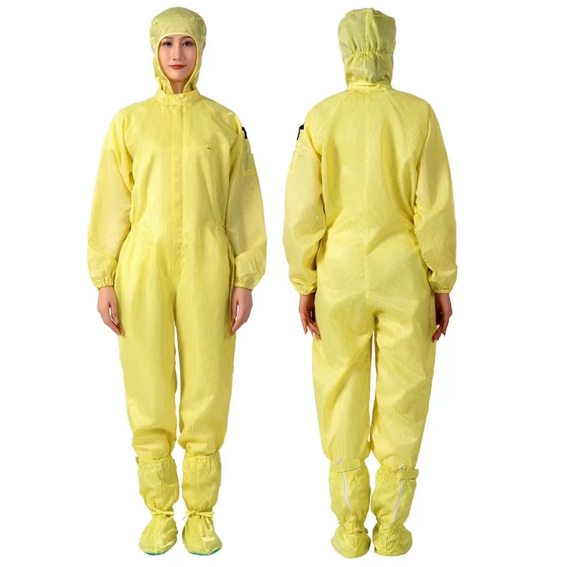 Blue Polyester fabric Cleanroom Coverall Antistatic Esd Suit Garments Sterile Electronic Yellow Lab Coats Working Clothes