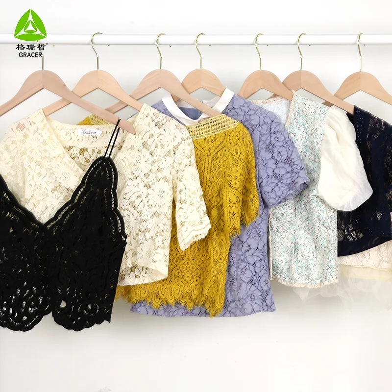 Thrift Bale Blouse Korean Used Clothes Women Used Clothes Second Hand Clothing