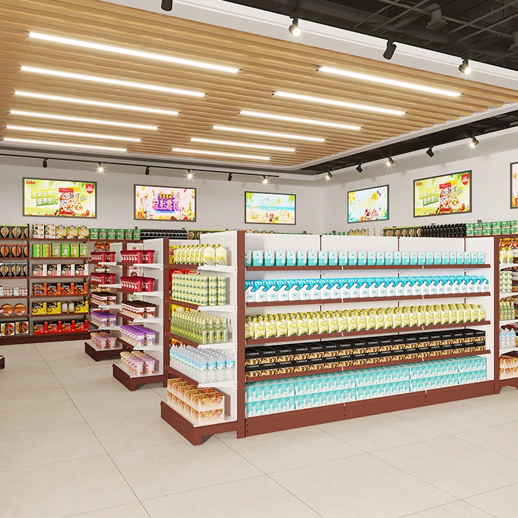 Custom marketing shelves supermarket metal display shelving grocery shelf store rack supermarket gondola shelf for retail store