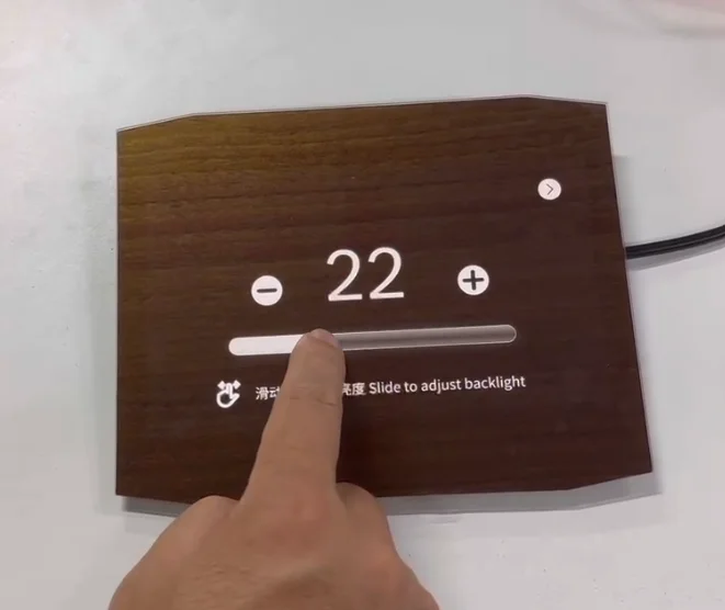 7 inch 1024*600 invisible LCD display with wood grain effect touch panel surface