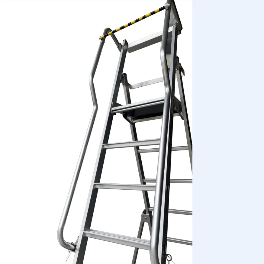 Platform Step Ladders with Wheel Extra Wide Platform Step with Handrails