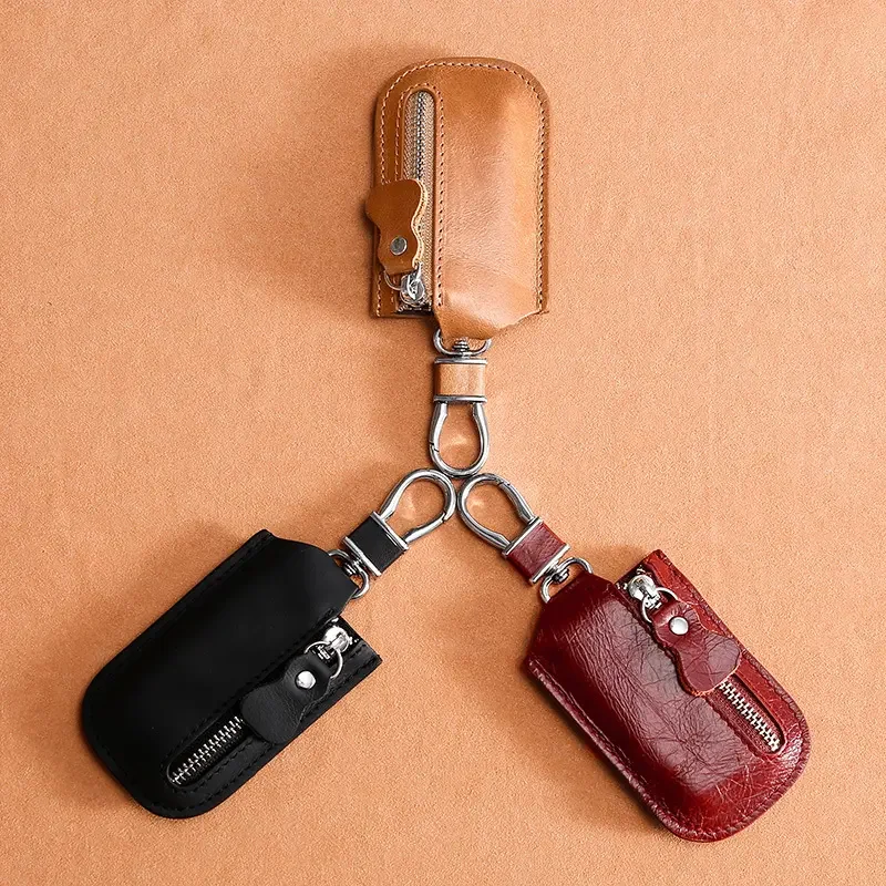 Multifunctional Key Bags Convenient Car Key Case Zipper Remote Control Access Control Car Key Holder Custom Logo PU Leather GZL