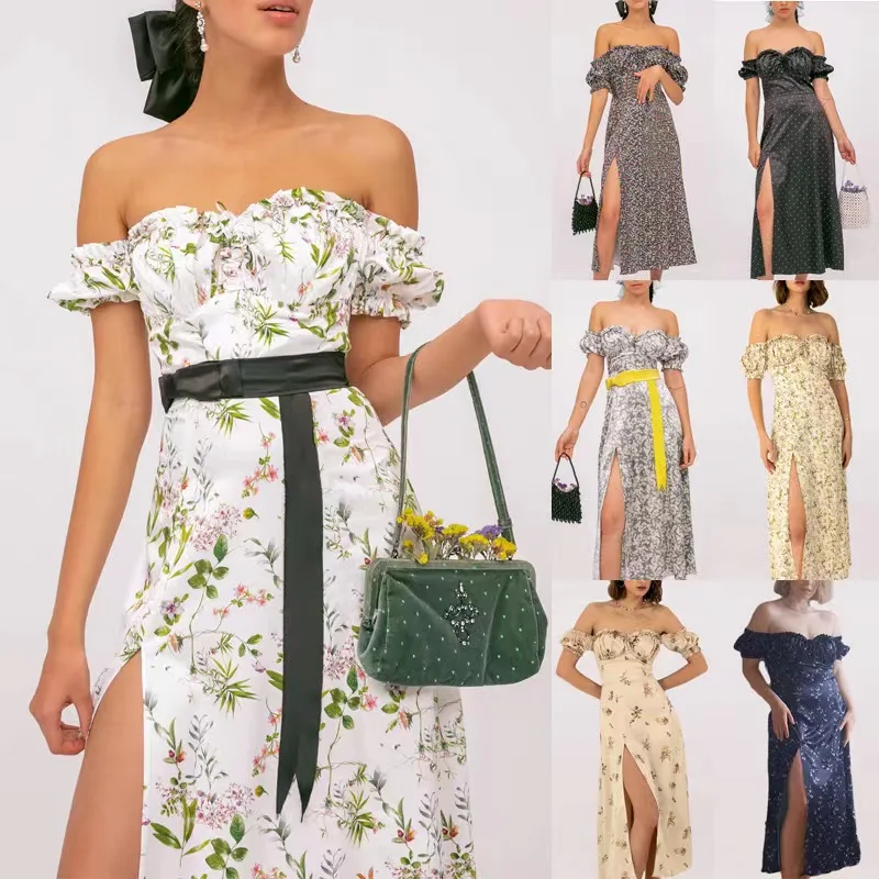 New arrival toddler  girls summer slit tube top floral  dresses women lady elegant America clothing