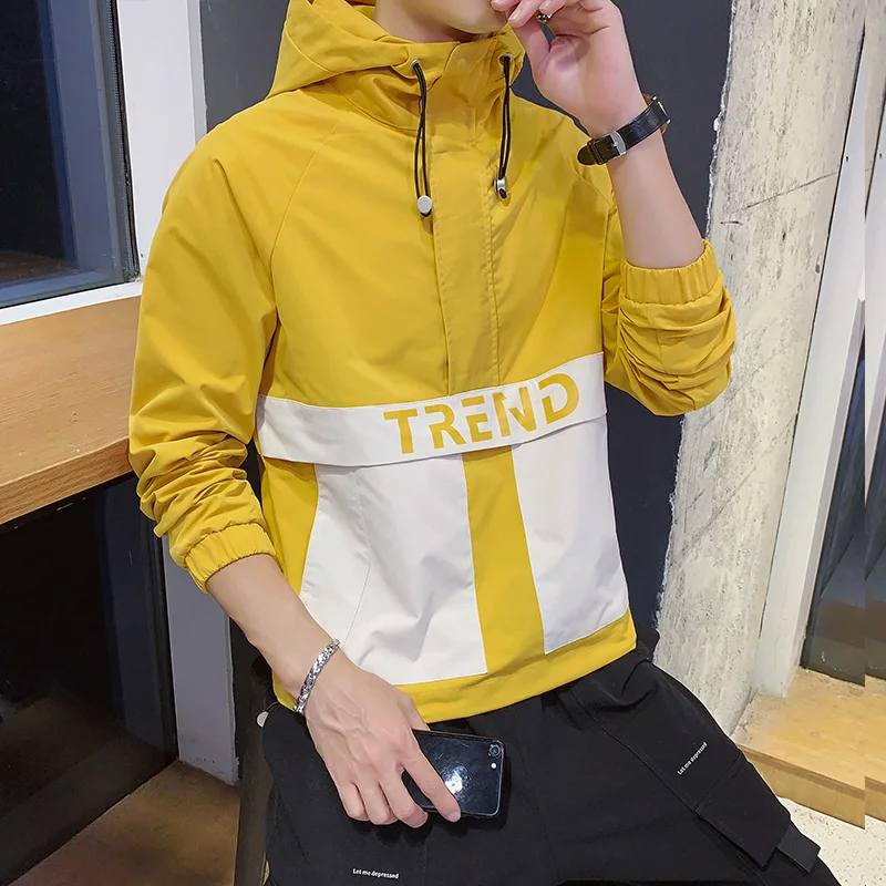 
fashion 2021 Wholesale Retro Mens Polyester Color Block Windbreaker Jacket 