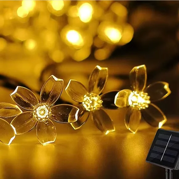 Solar Sakura Light 50 LED 8 Modes Flower Fairy Lamp LED Cherry Blossom Lights Outdoor Decoration Solar String Lights