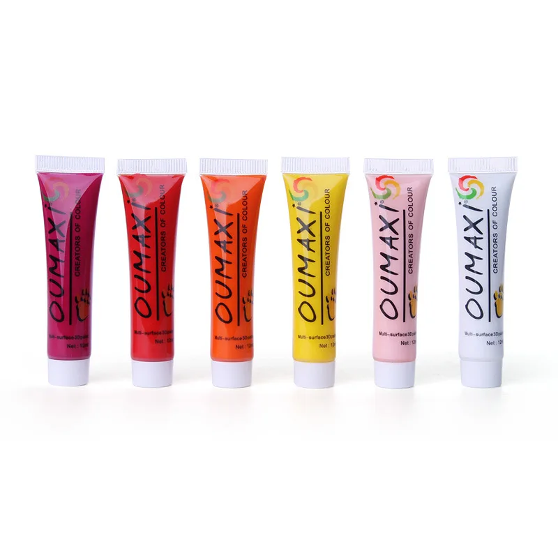 12Colors 12ML Tube Acrylic Paint set color Nail glass Art Painting paint for fabric Drawing Tools