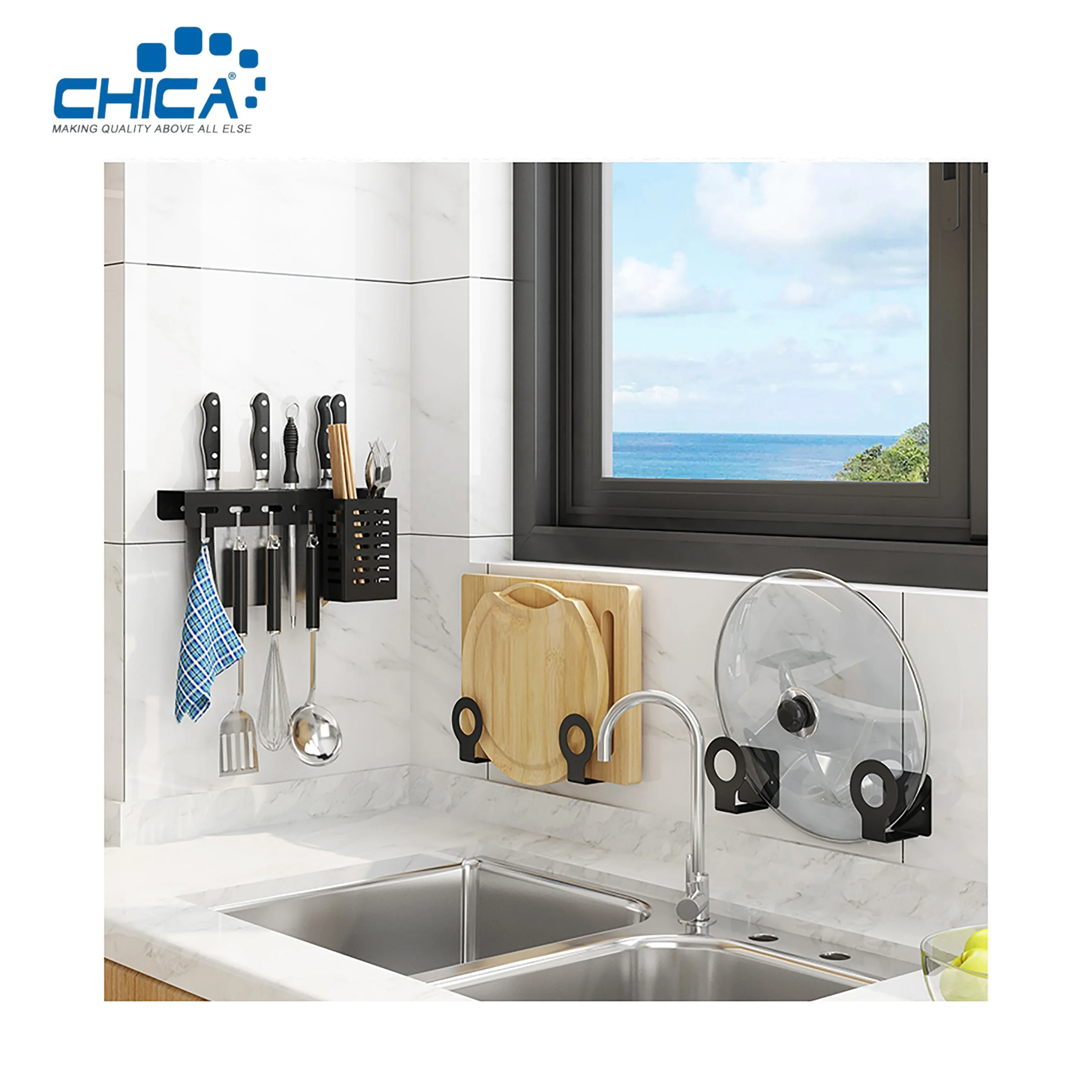 Подвесная настенная матовая кухонная подставка для ножей из нержавеющей стали 304 аксессуары «сделай сам» Кухонное хранилище