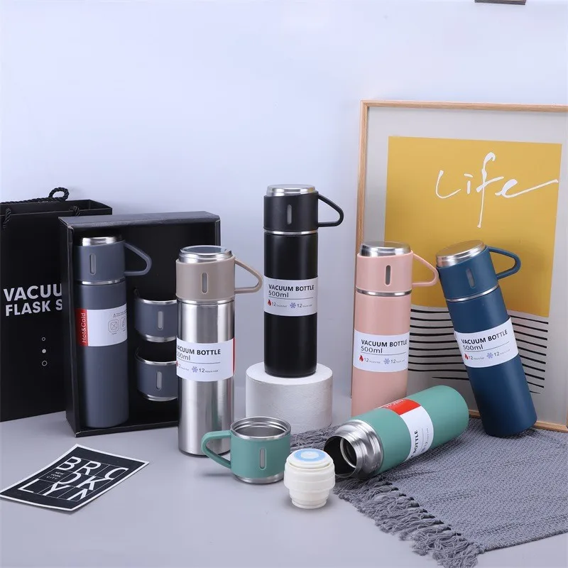 500ml businless corporate termo 3pcs double wall stainless steel travel vacuum flask cup gift set thermo manufacturers