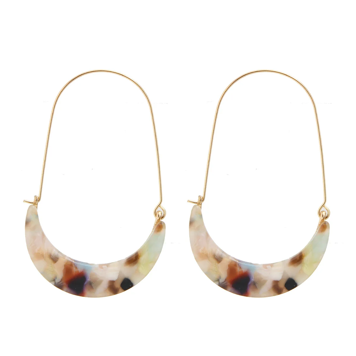 
Wholesele Lancharmed U Shaped Resin Hoop Earrings Acetate Leopard Earrings for Women 