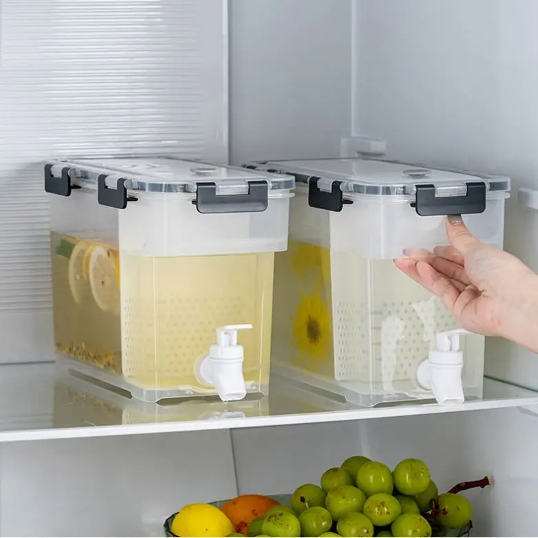 Household 3.5L Large Capacity Cold Kettle With Faucet In Refrigerator Two compartment Drink Dispenser Plastic water jug