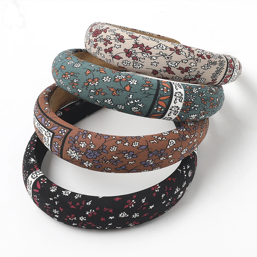 Spring daisy Floral printed Headband Wide thicken hair hoop padded headband for Women designer headbands famous brands