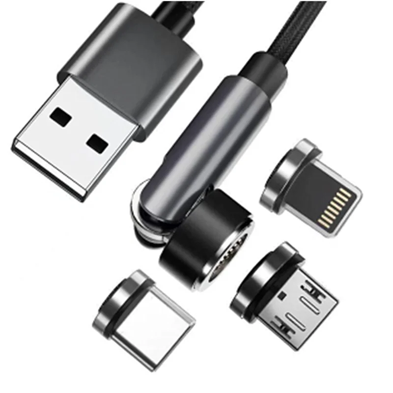 Wholesale 3 in 1 magnetic usb cable 3A fast charge 540 degree rotation data magnetic charging 1M 1.5M 2M cable