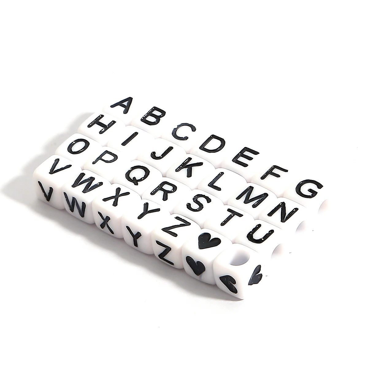 100pcs/Pack 6x6mm Plastic Acrylic English White Cube Letter Beads Alphabet Beads Text Beads