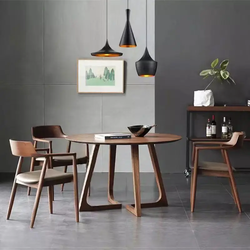 Modern coffee shop restaurant furniture sofa sets Scandinavian solid wood round dining table cafe dining table and chair set