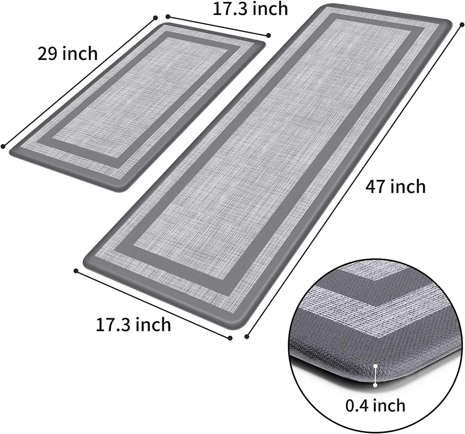 Comfortable Anti-Fatigue Mat PVC Anti-Slip Waterproof Kitchen Mat Exit Door Mat