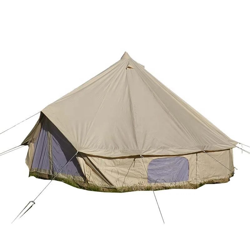 Luxury cotton  tent hotel canvas camping tent with stove and awning glamping house