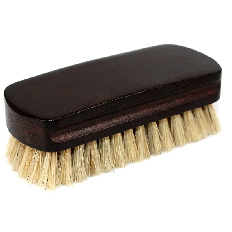 Private Label Soft Bristles Horsehair Wood Handle Comfortable Grip Shoe Shine Brush Car Interior Cleaning Brush Polishing Tool