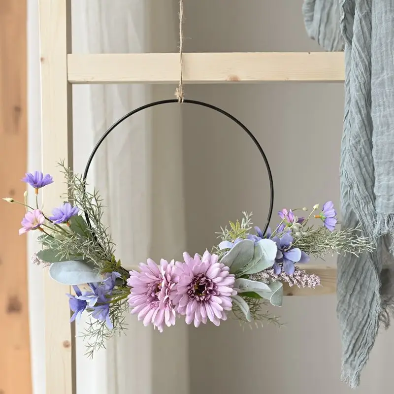Artificial Flower Wreath Gerbera Leaves Daisy Flower Artificial Flower Garland For Home Garden Wedding Decoration