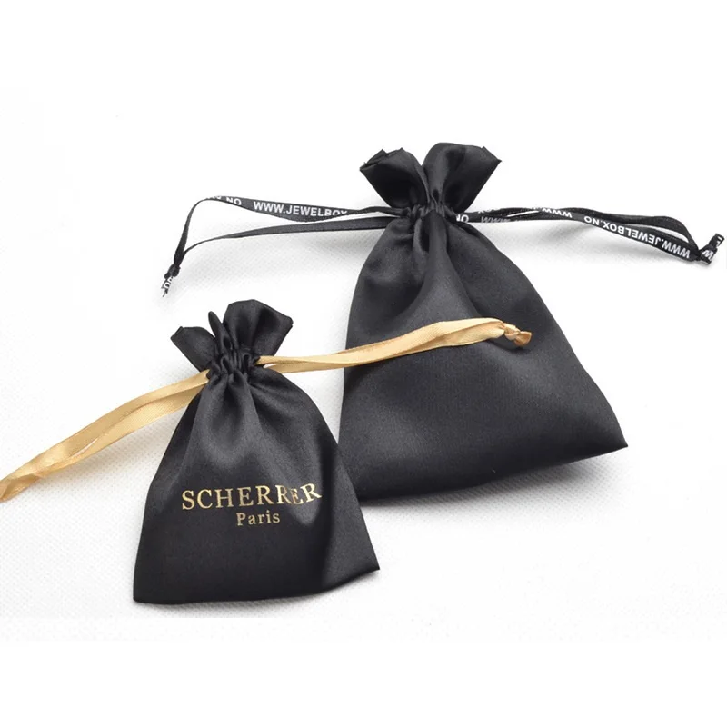 Wholesale customised small satin bags logo gift pouch