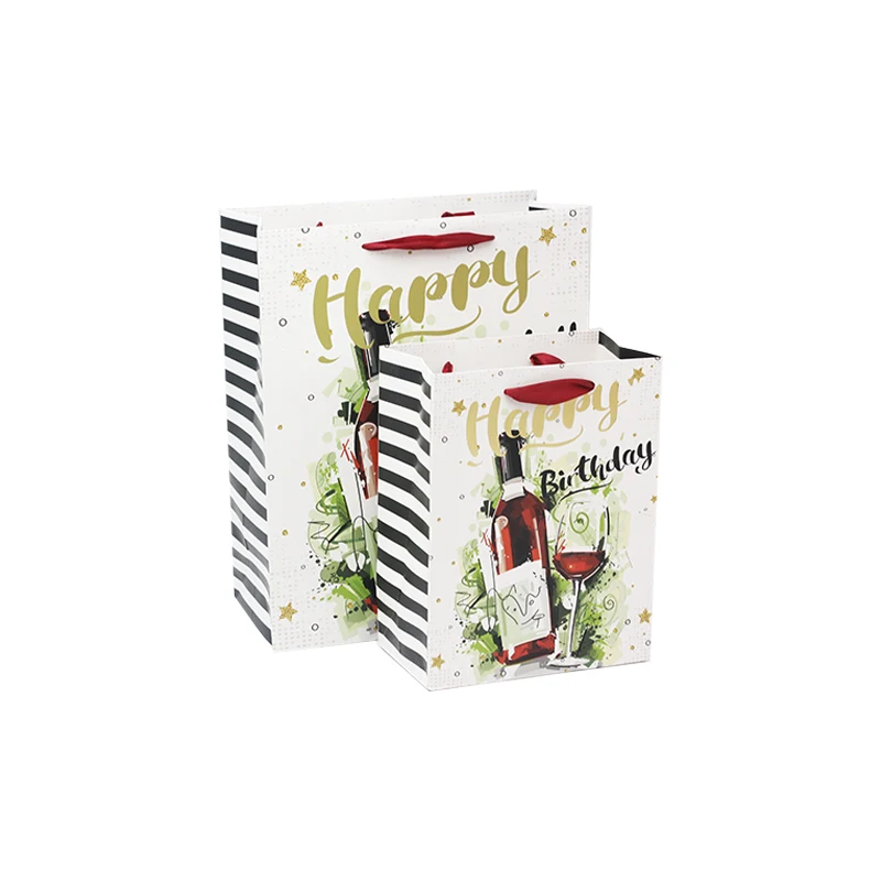 HX ODM OEM 4C Printing Sacchetto Di Carta Accept Custom Foil Happy Birthday Party Packing Paper Gift Bag For Kids Birthdays