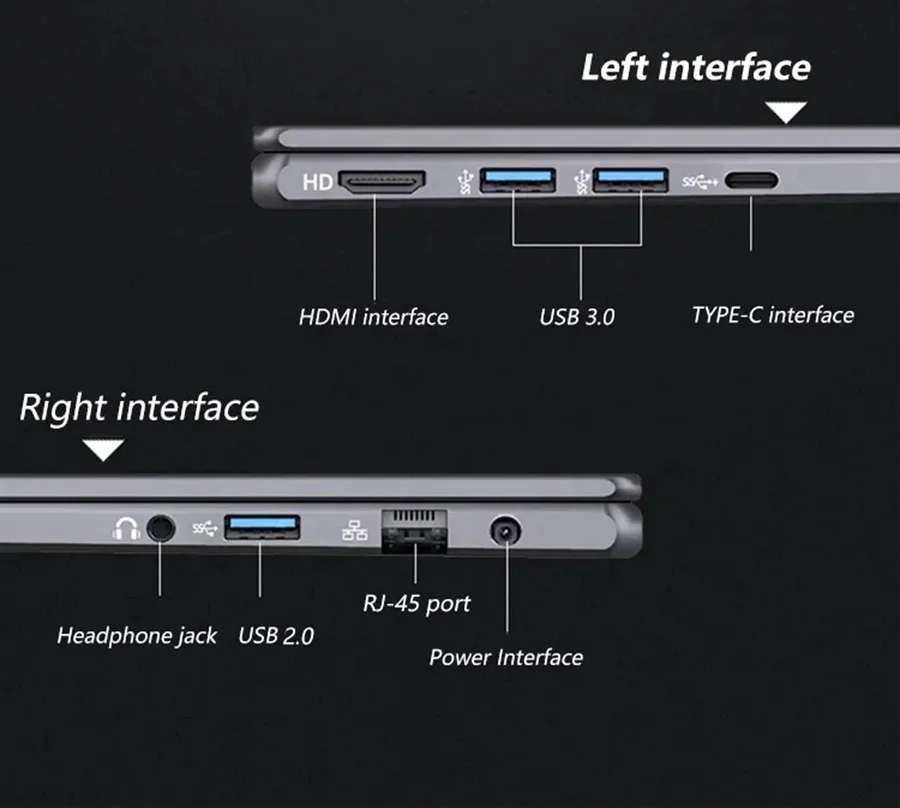 In-tel 10th Gen I5 10210U I7 10510U UHD Graphics Win10 15.6 Inch Metal Ultra Thin Laptops Pocket Notebook Computer 4k HD Type-c