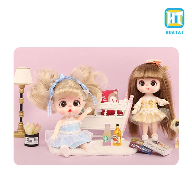 pretend play toys 24pcs cartoon style for choice 13cm height pretty girls doll with 4 color disc