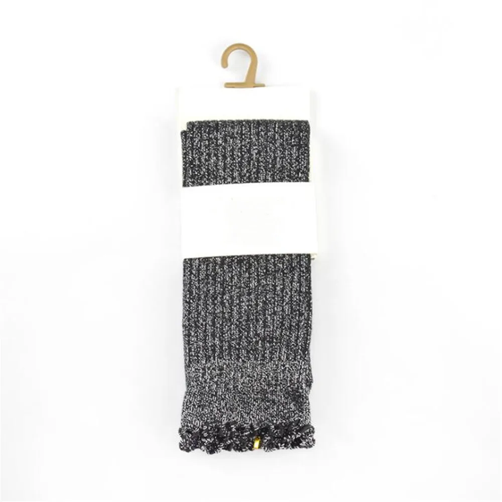 Girls Shining Glitter Cotton Ankle Socks Wrinkle Cuff Spring Crew Sport Socks Women Solid Lurex Ankle Socks