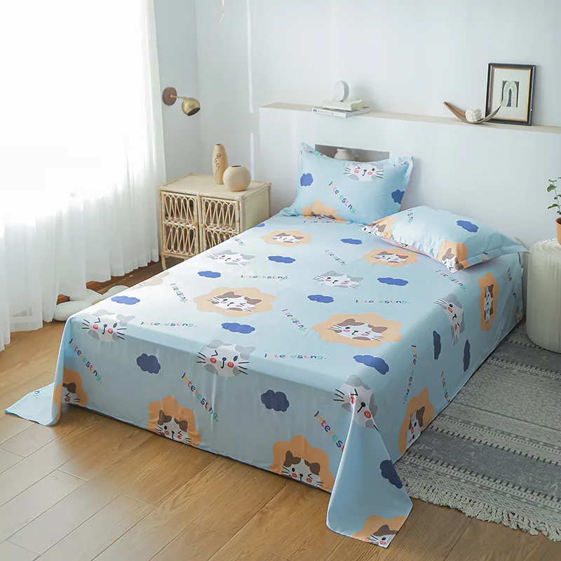 wholesale summer cotton single home student dormitory  adult bedding flat sheet liningss items children kid bedsheet
