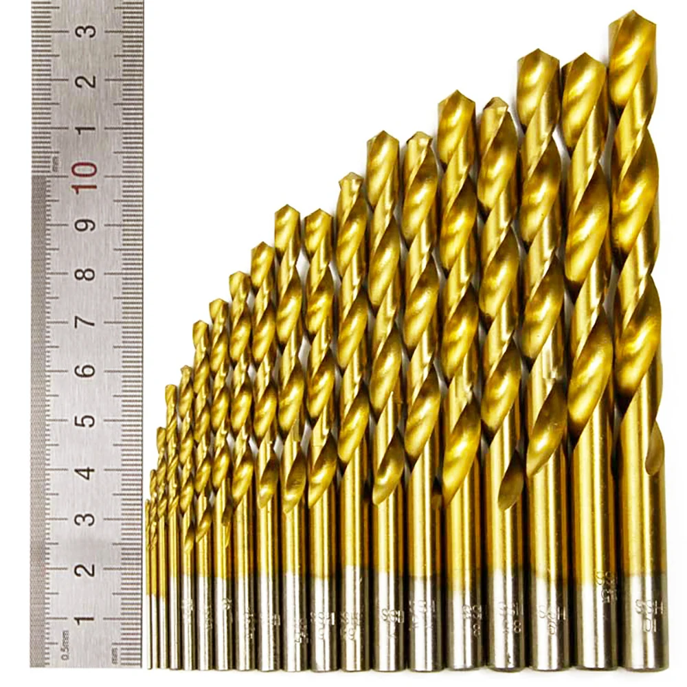 19pcs Titanium coated HSS Metal drills 1.0 ~ 10mm for Metal Drilling with Storage Box Drill Bit Set