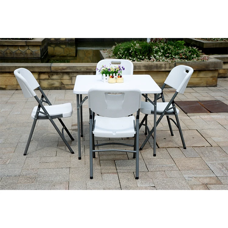 Blow Moulded Plastic Square Folding Table Top Quality 87CM Outdoor Furniture Kitchen Modern for Dining and Play Cards