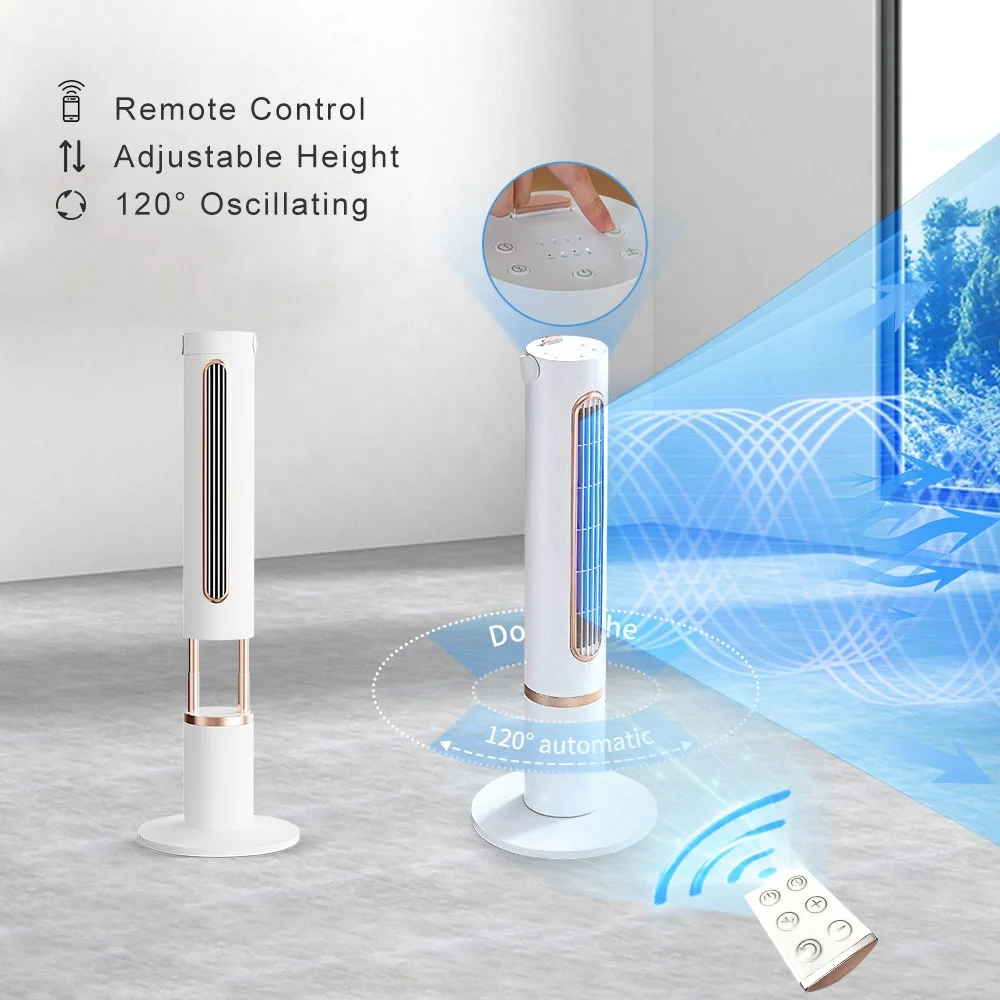 Household 38 Inch CE Remote Control Rechargeable Portable Air Cooling Tower Fan 120 Oscillating Standing Fan
