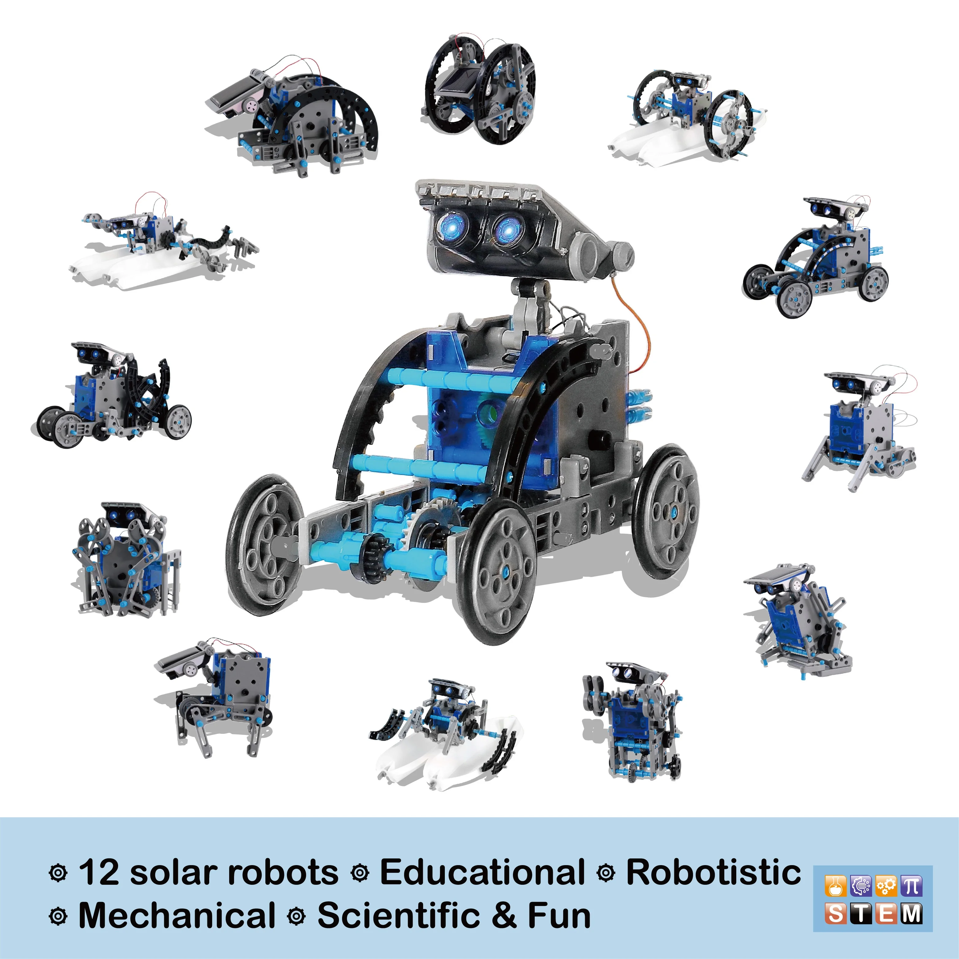 C03004 DIY Educational Building Science & Engineering  Experiment Set 12-in-1 STEM Solar Robot building Kit Toys Gifts for Kids